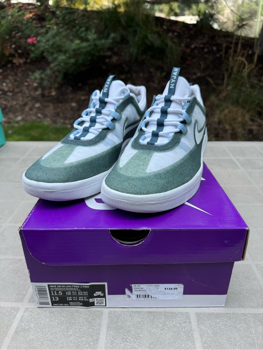 Nike Green and White Skate Shoes - SB Nyjah Free 2
